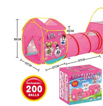 3-in-1 Surprise Doll Children's Tent with 200 6CM Ocean Balls   ITEM NO.： W084252