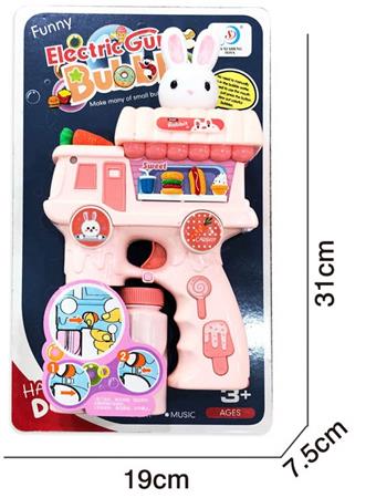Electric Cute Rabbit Dessert Car Bubble Gun with Light, Music, 2 Colors Mixed/No Electricity included   ITEM NO.： W069862