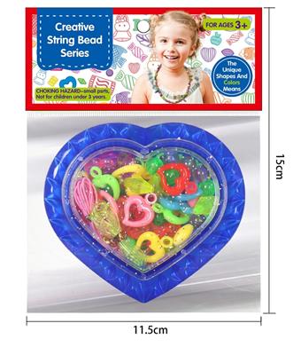Blue heart-shaped bead box, solid color DIY bead toy set OPP bag   ITEM NO.： W068425