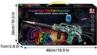Removable 3-section 11 in 1 dual lithium battery powered colorful light, electric sound, G36 assault rifle water ball 8mm air catapult with 3 modes of ammunition supply shooting game set (gun head induction laser light cannon and gun body surround meteor light)   ITEM NO.： W079015