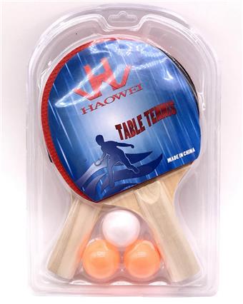 0.7CM thick double vacuum formed wooden handle table tennis racket with ball   ITEM NO.： W082331