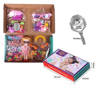Multi joint doll, butterfly shaped bead box, jewelry, solid color DIY bead toy set   ITEM NO.： W068385