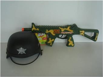 Camouflage vibrating flint gun+assault cap   ITEM NO.： W068998