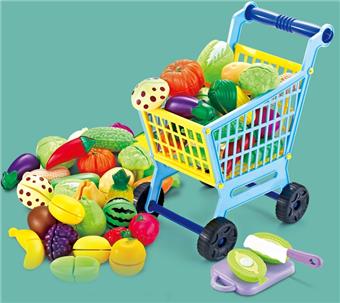 46 piece set of household cart tableware with cutting and slicing fruits and vegetables (blue)   ITEM NO.： W072327