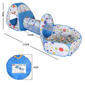 Blue Edge Three Piece Set - Children's Tent Tunnel Ocean Ball Pool   ITEM NO.： W083514