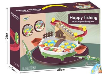Puzzle Electric Fishing Toy Pool Set Penguin Climbing Stairs Track Multi functional Lighting Music Playing Fishing Platform   ITEM NO.： W074302