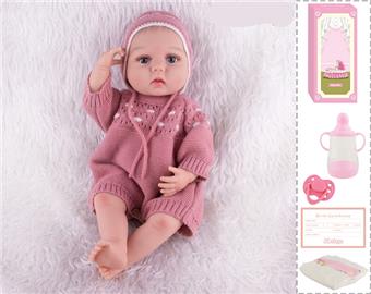 55cm Rebirth Doll High Simulation Baby Doll, (Hand drawn Hair) Full Body Soft Rubber, Comes with Bottle, Magnetic Nipper, Diaper, Birth Card   ITEM NO.： W076853
