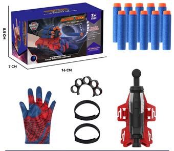 Red Spider Man Launcher Soft Egg Gun+Gloves   ITEM NO.： W080040