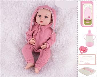 55cm Rebirth Doll High Simulation Baby Doll, (Hand drawn Hair) Full Body Soft Rubber, Comes with Bottle, Magnetic Nipper, Diaper, Birth Card   ITEM NO.： W076830