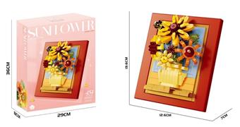 DIY assembly of building blocks with sunflower swaying in the breeze   ITEM NO.： W072128