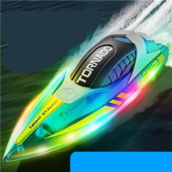 Hongxunjie HJ819 remote control boat 2.4G remote control high-speed boat LED light boat rechargeable children's toy boat   ITEM NO.： W074721