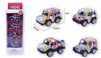 Alloy Q-version off-road four models mixed 4 pieces/strip box   ITEM NO.： W082714