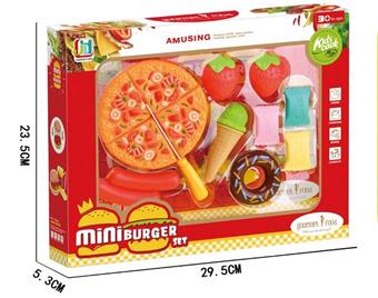 Family style pizza, burger, fruit, donut, cutting and cutting combination   ITEM NO.： W070342