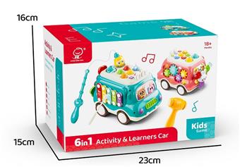 Multi functional bus (blue) sealed box - children's toy bus, music, lighting, fishing toy   ITEM NO.： W073201
