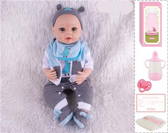 55cm Rebirth Doll High Simulation Baby Doll, (Hand drawn Hair) Full Body Soft Rubber, Comes with Bottle, Magnetic Nipper, Diaper, Birth Card   ITEM NO.： W076819