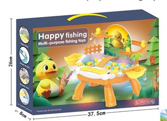 Puzzle electric fishing toy pool set, magnetic cute duck track, lighting, music, water play, duck fishing platform [not including electricity]   ITEM NO.： W072934