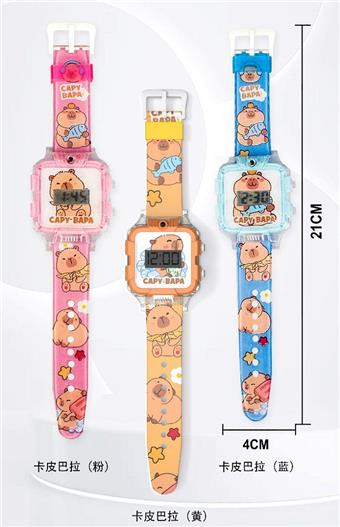 3 electronic square watches with printed ribbons (Capibala 3 colors) naked watch   ITEM NO.： W078229