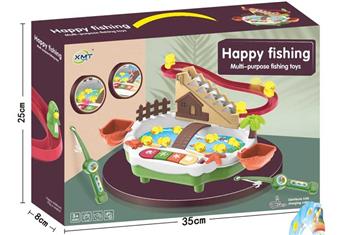 Puzzle electric fishing toy pool set, train climbing stairs, track, multifunctional lighting, music, water play, fishing platform   ITEM NO.： W074303