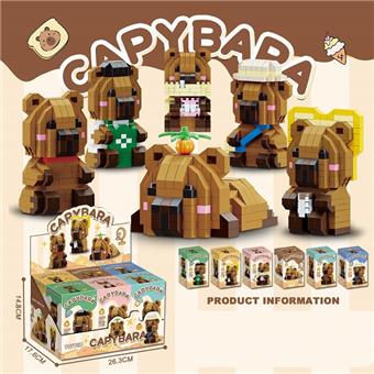 Capibala Doll Assembly Block Display Box (6 pieces per display box) with 6 styles and 6 shapes, using gold and silver card craftsmanship for the color box   ITEM NO.： W078011