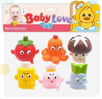 Environmentally friendly adhesive vegetable food BB whistle toy 6PCS   ITEM NO.： W070727