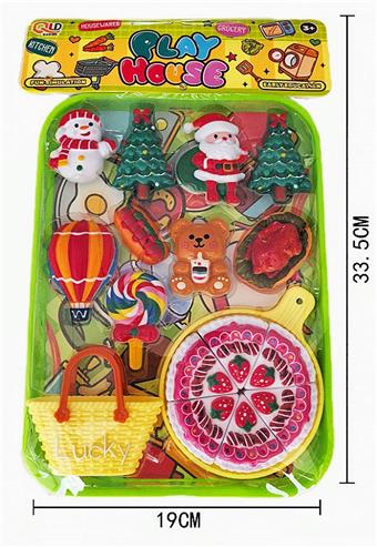 Playhouse Toy Series Desserts, Cakes, Food, Hamburgers, Fruits, Cutlery Utensils, PVC Card Head Bags, Santa Claus   ITEM NO.： W071637