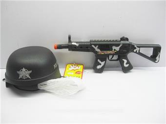 Camouflage vibrating flint drum gun+field hat   ITEM NO.： W068985