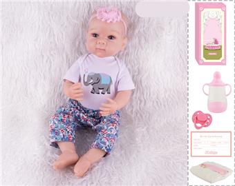55cm Rebirth Doll High Simulation Baby Doll, (Hand drawn Hair) Full Body Soft Rubber, Comes with Bottle, Magnetic Nipper, Diaper, Birth Card   ITEM NO.： W076814