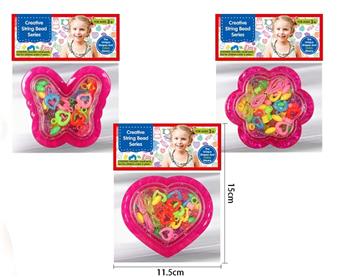 Red Butterfly, Peach Heart, Plum Blossom 3 Pearl Boxes, Solid Color DIY Bead Toy Set OPP Bag Mixed   ITEM NO.： W068427