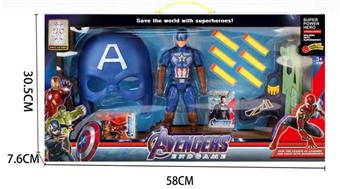 Captain America/Soft Bullet Gun/6 Bullets/Mask 26 Dolls (with lights)   ITEM NO.： W080659