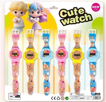 3 Capibala electronic circular watches with printed ribbons   ITEM NO.： W078143