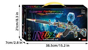 Detachable 4-cell 12 in 1 dual lithium battery powered colorful light, electric sound, M762 assault rifle water ball 8mm air catapult with 3 modes of shooting game set (gun head induction laser light cannon and gun body surround meteor light)   ITEM NO.： W079012