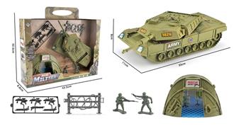 Military/Sliding Tank (Includes two buttons/AG13 battery, with lighting and sound), Tent, Soldier Plus Accessories   ITEM NO.： W083202