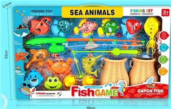 Fishing Toys Magnetic Fishing Series Children's Fishing Summer Toys Parent Child Fishing Parent Child Puzzle Toys Water Play Toys Sports Toys Fishing Ocean Toys Small Fish Fishing Games Large Box Set (Magnetic Double Rod Cartoon Fish+Storage Basket 17 Piece Set)   ITEM NO.： W073166