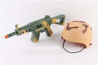 Camouflage vibrating flint drum gun+field hat   ITEM NO.： W069130