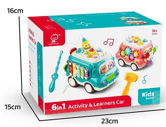 Multi functional bus (red) sealed box - children's toy bus, music, lighting, fishing toy   ITEM NO.： W073202