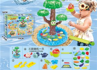 Playful beach toys with fruit and underwater animals, beach toys with swimming pool and water cannon   ITEM NO.： W084996