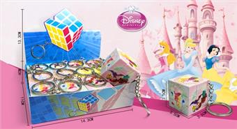 3.5CM Intelligent Magic Cube UV Printed Disney Princess with Keychain 12pcs   ITEM NO.： W092161