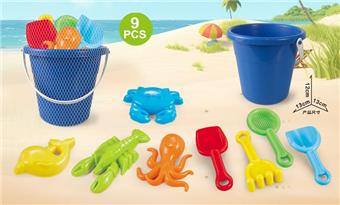 Blue beach bucket with beach accessories   ITEM NO.： W085375