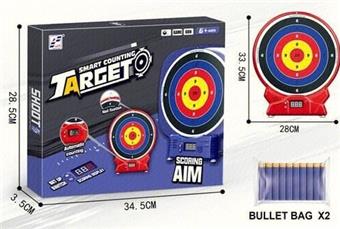 Electric Toy Weapon Toy Electronic Shooting Scoring Shooting Target Basic Edition (with voice, equipped with 2 packs of 10 round soft bullets, suction cup hook * 1)   ITEM NO.： W087227