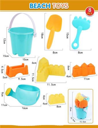 8-piece Zhuang Soft Rubber Beach Bucket Set   ITEM NO.： W092414