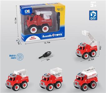 DIY puzzle assembly fire truck single model (manual, mixed with 4 models)   ITEM NO.： W095271