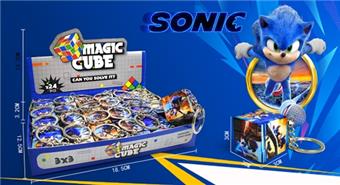 3CM Intelligence Cube UV Printed Sonic with Keychain 24pcs   ITEM NO.： W092145