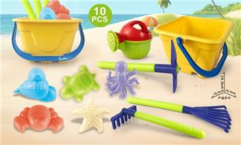 Yellow beach bucket with beach accessories   ITEM NO.： W085331