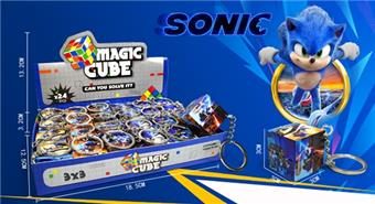 3CM Second Order Intelligence Cube UV Printed Sonic with Keychain 24pcs   ITEM NO.： W092127