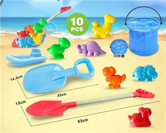 Beach shovel with dinosaur beach accessories+folding bucket+small boat   ITEM NO.： W085823