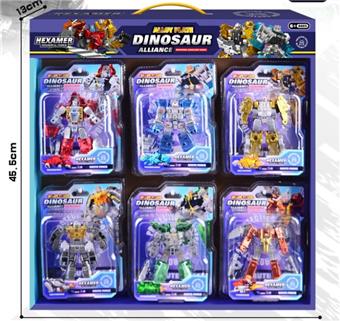 Alloy version dinosaur six in one (high-frequency packaging) (12PCS)   ITEM NO.： W095433