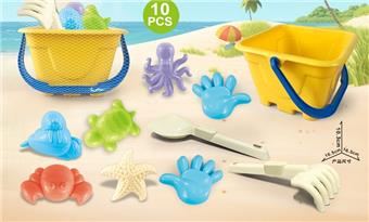 Yellow beach bucket with beach accessories   ITEM NO.： W085324