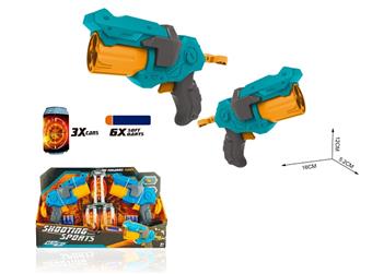 Soft bullet gun toy/Soft bullet gun * 2, bullets * 6, target * 3 (blue)   ITEM NO.： W087453