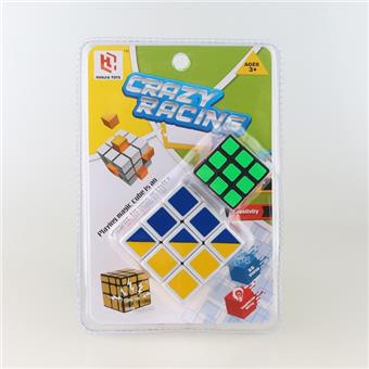 Four color three-step+3.5CM three-step fluorescent sticker black background Rubik's Cube   ITEM NO.： W090090