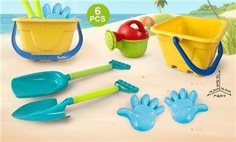 Yellow beach bucket with beach accessories   ITEM NO.： W085333